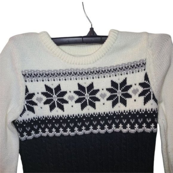 Gymboree Joyful Holiday Fair Isle Sweater Dress Black White Size 6 Years Girls C - Picture 4 of 7